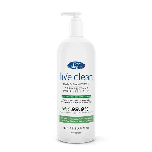 Live Clean hand sanitizer gel used to fill the 2oz bottle included with holder