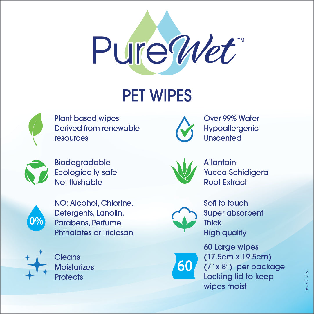 Pure Wet Multi-Purpose Pet Wipes - Gentle & Safe