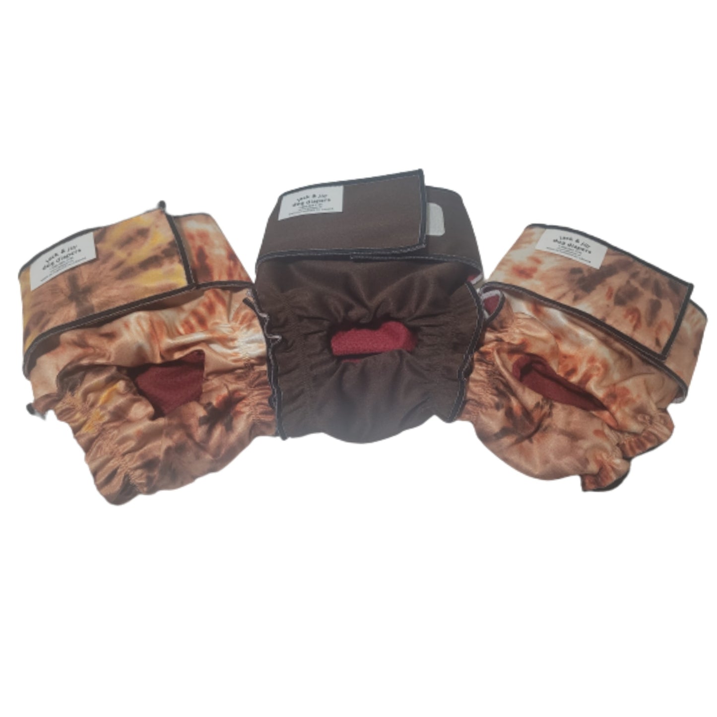 Female Dog Diaper Britches - With Tail Opening-Brown Tie Dye - Jack & Jill Dog Diapers