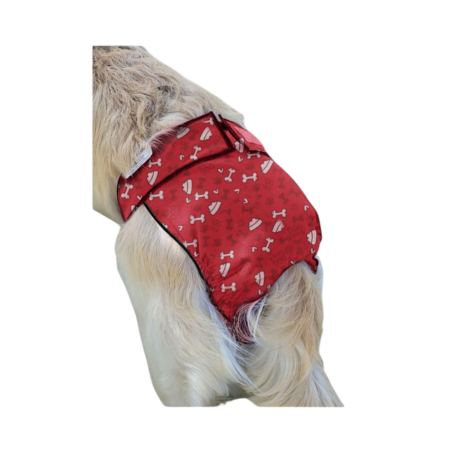 Female Dog Diaper | Britches | With Tail Opening | Red Bones Print