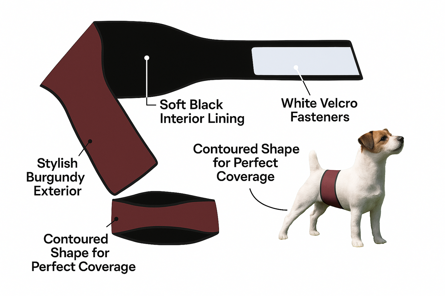 Male Dog Belly Band Wrap | Burgundy Print | Style 2