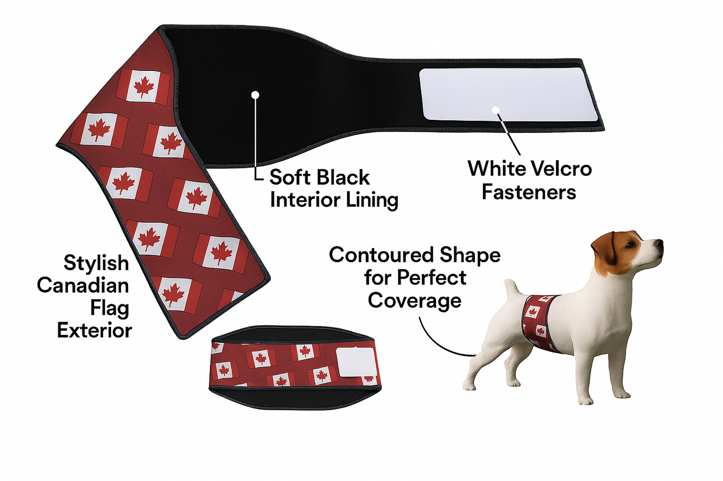 Male Dog Belly Band Wrap| Canadian Maple Leaf Print | Style 2