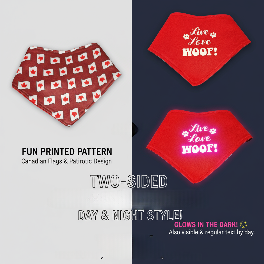 Glow in the Dark Snap-On Dog Bandana - LIVE LOVE WOOF