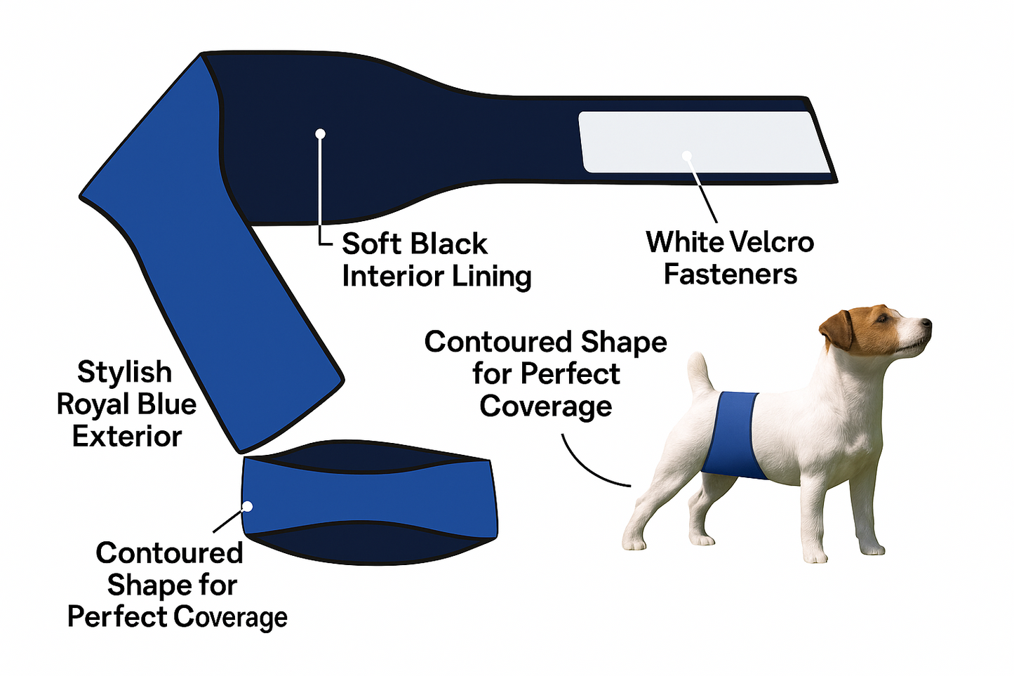 Male Dog Belly Band Wrap | Royal Blue Print| Style 2