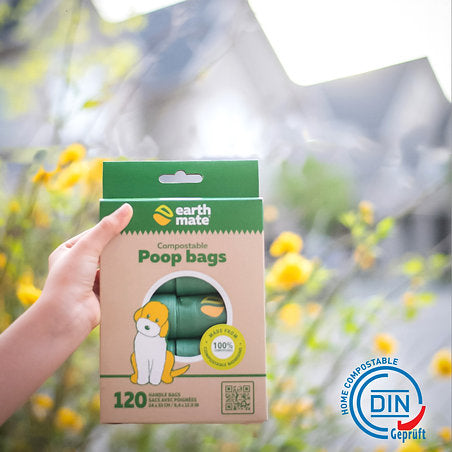 Compostable Dog Poop Bags - 120 Count (10 Rolls) | 100% Home Compostable