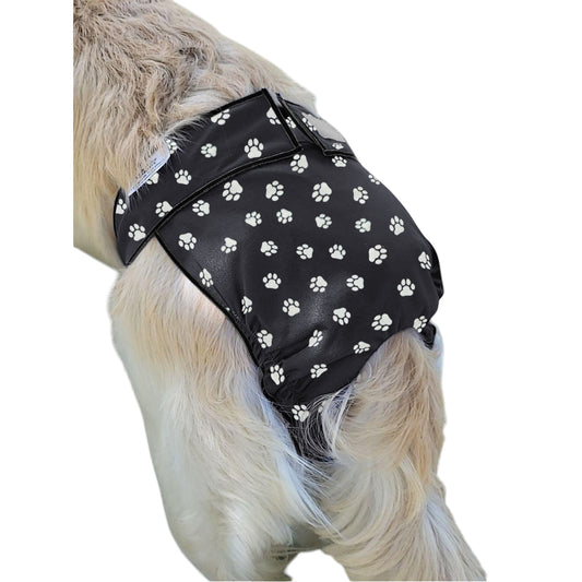 Female Dog Diaper |Britches | With Tail Opening | White Paw Print
