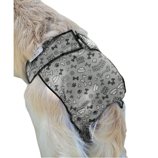 Female Dog Diaper | Britches | With Tail Opening | Grey Bones Print