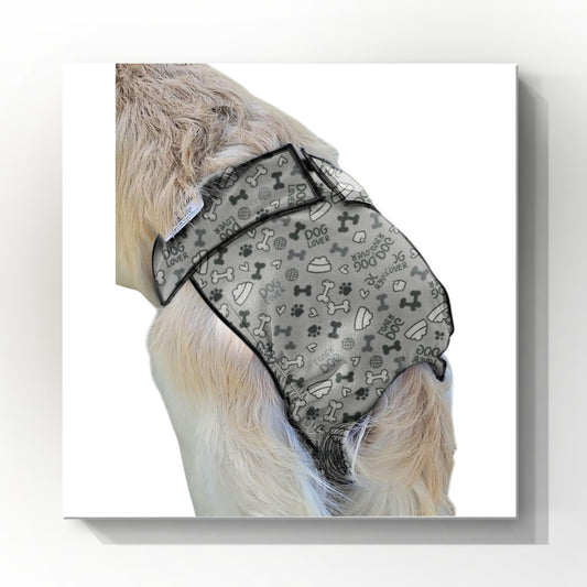 Female Dog Diaper | Britches | With Tail Opening | Grey Bones Print