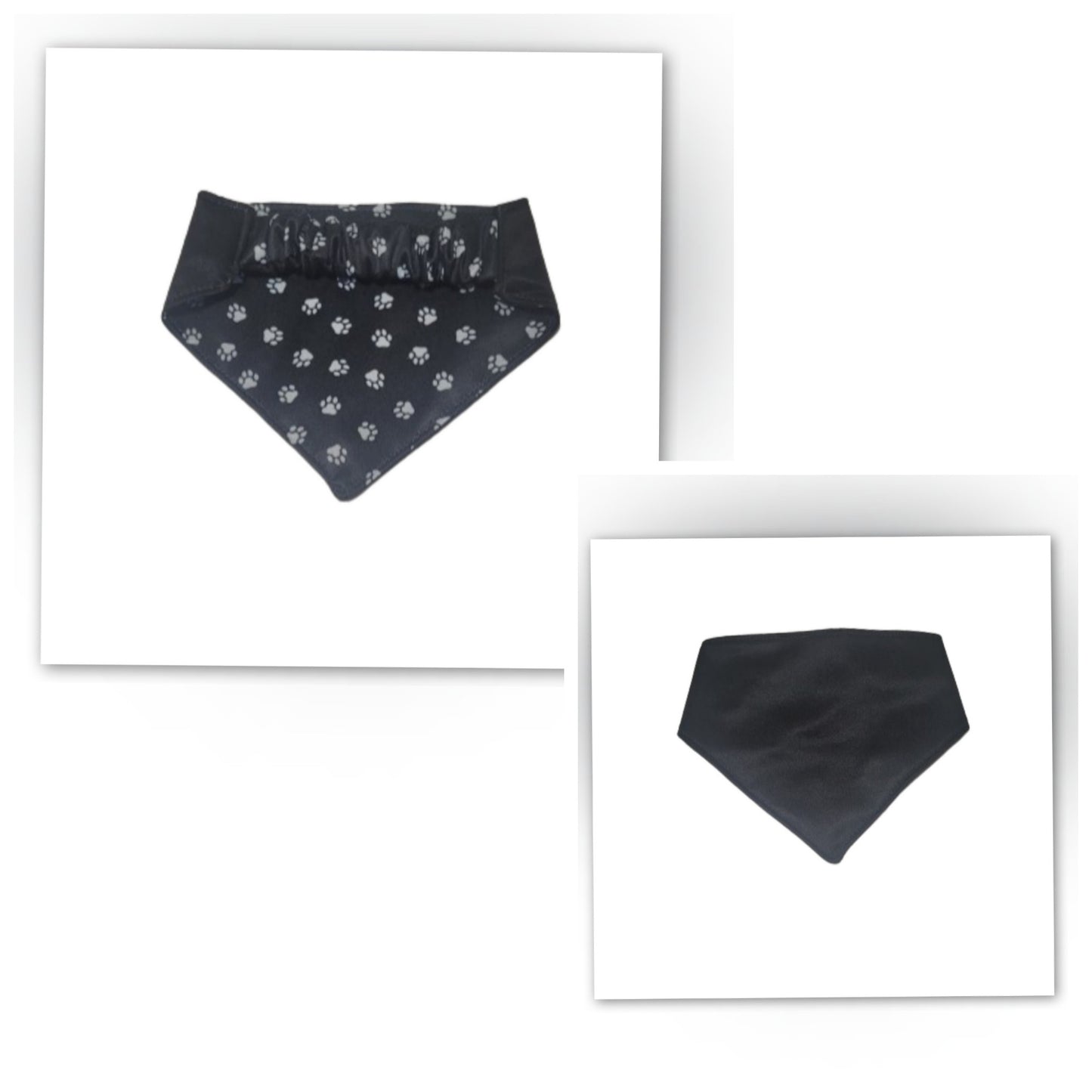 Dog Bandana  Scrunchie - White Paw Print/ Black