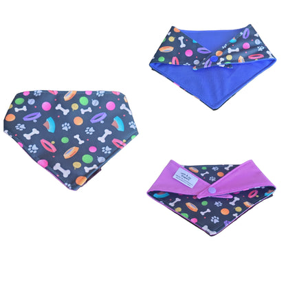 Dog Bandana Snap On -Playful Dog Print