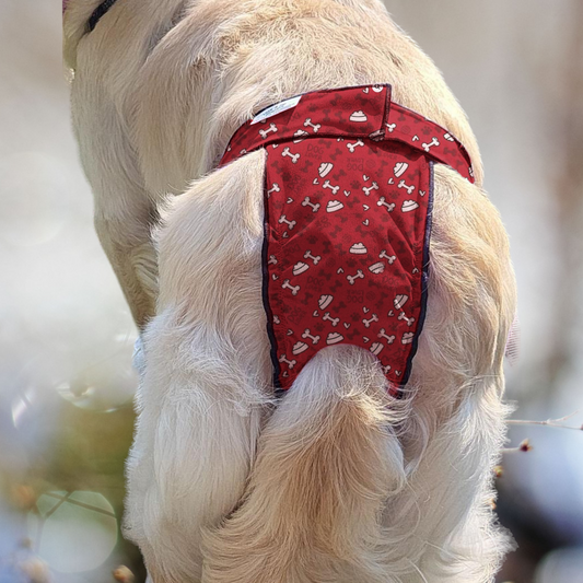 High-Cut Diaper-Britches- Red Bones - Jack & Jill Dog Diapers