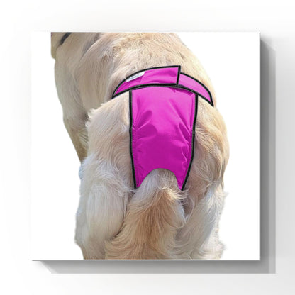 High-cut dog diaper britches in pink print for agility and active dogs