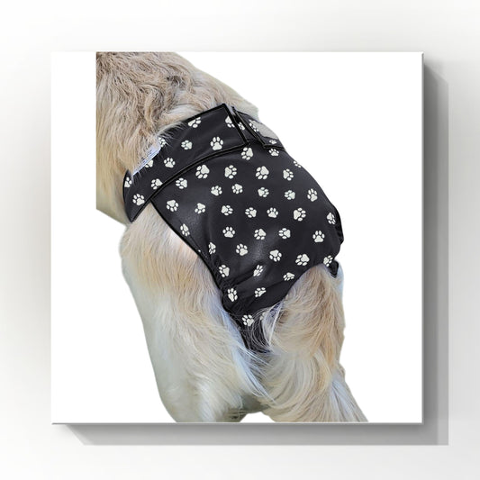Female Dog Diaper |Britches | With Tail Opening | White Paw Print
