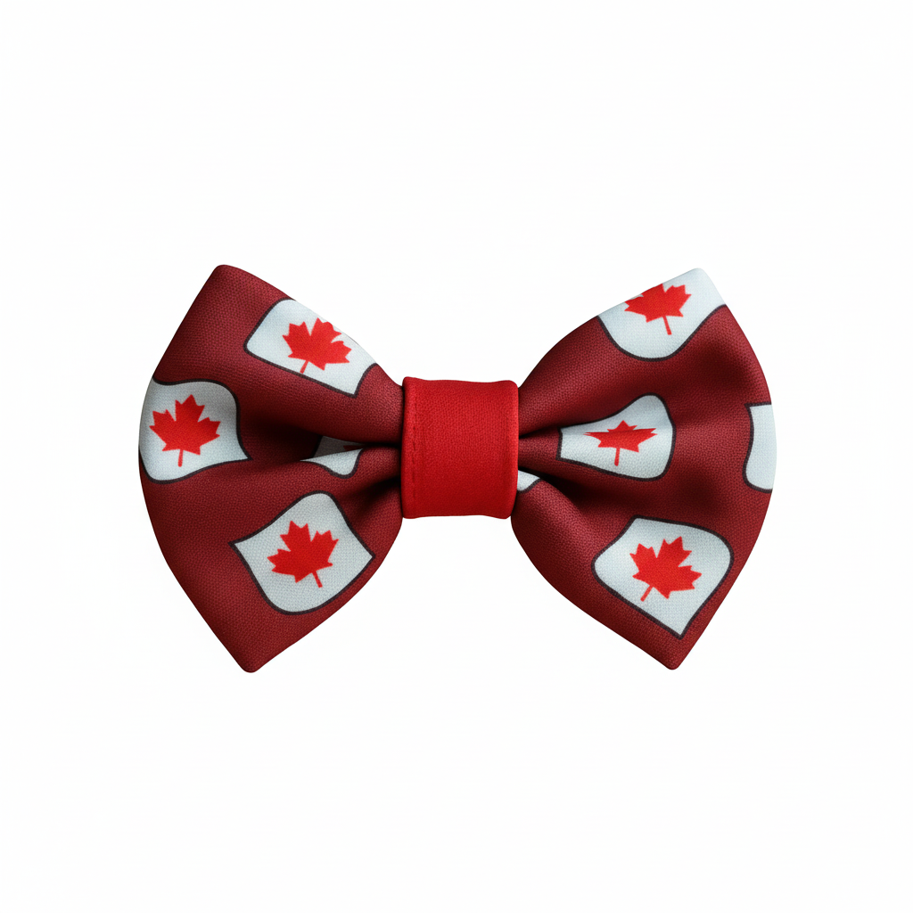 Canadian maple leaf bow tie on white background