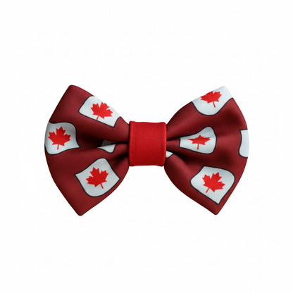 Canadian maple leaf bow tie on white background