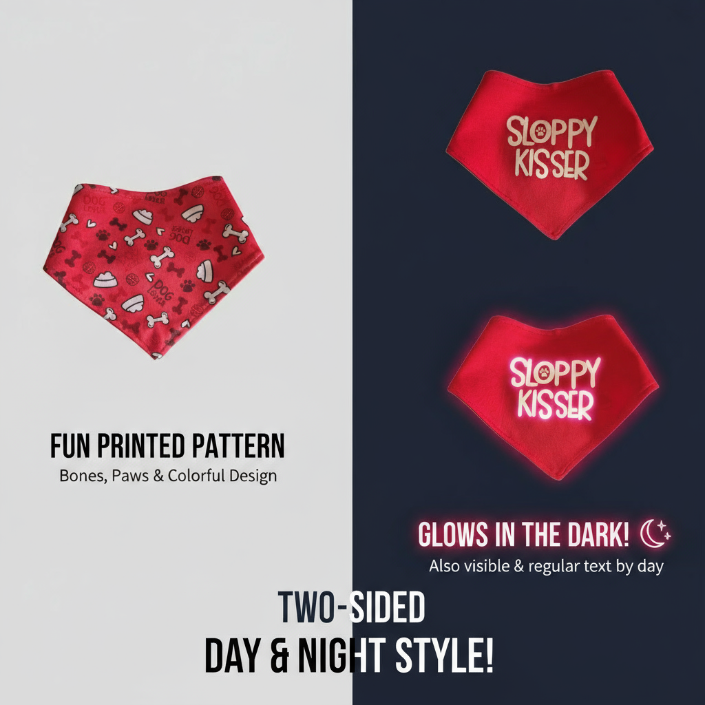 Glow in the Dark Snap-On Dog Bandana - SLOPPY KISSER