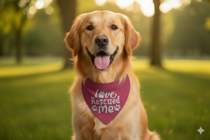 Holographic Snap-On Dog Bandana - LOVE RESCUED ME