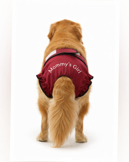 Regular Fit Dog Diapers with Cute Sayings - Burgundy