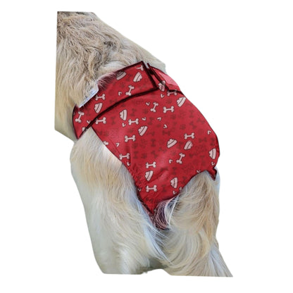 Female Dog Diaper | Britches | With Tail Opening | Red Bones Print