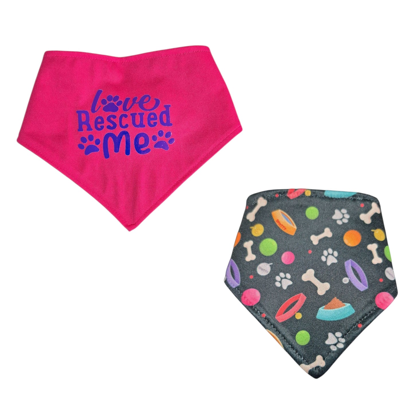 Holographic Snap-On Dog Bandana - LOVE RESCUED ME