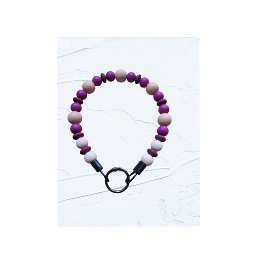 silicone beaded dog collar Colour G – magenta and blush pink silicone beads.