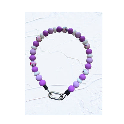 purple, lavender, white with floral accent beads 