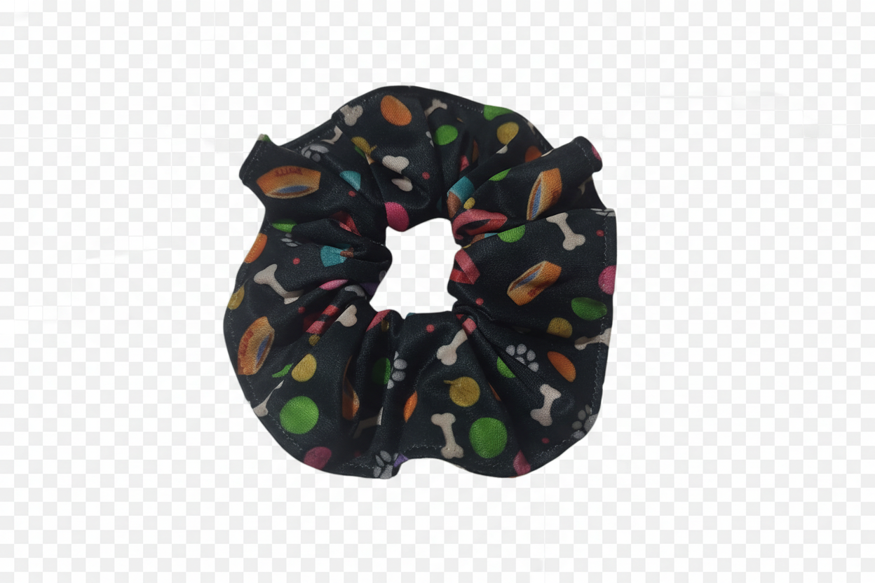 Dog mom hair scrunchie — playful dog themed print