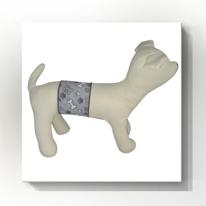 Male Dog Belly Band Wrap | Grey Bones Print | Style 1