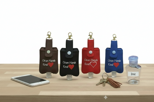 Hand sanitizer holder with filled 2oz bottle waterproof clip-on