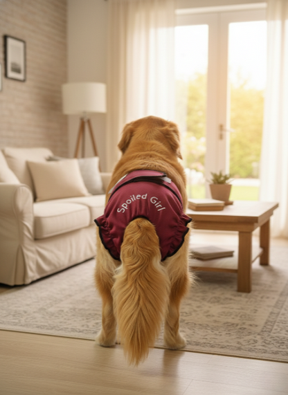 Regular Fit Dog Diapers with Cute Sayings - Burgundy