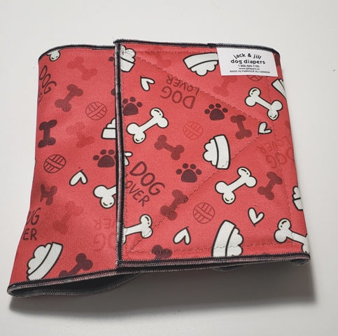 Male Dog Belly Band Wrap - Red Bones Style #1 - Jack & Jill Dog Diapers